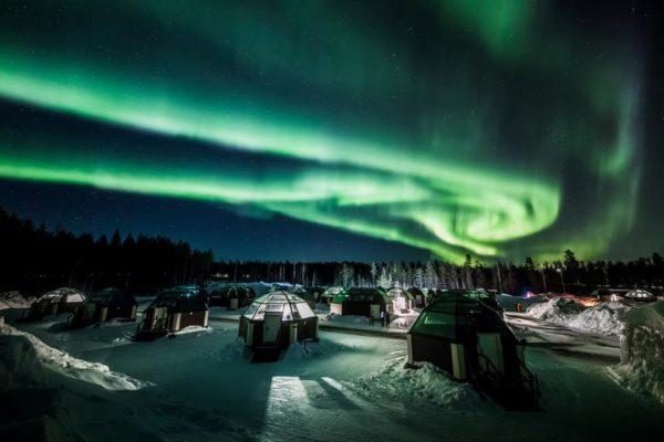 The Aurora Borealis (Northern Lights) is seen in the sky over Arctic Snowhotel in Rovaniemi, Finland. (Alexander Kuznetsov/Reuters)