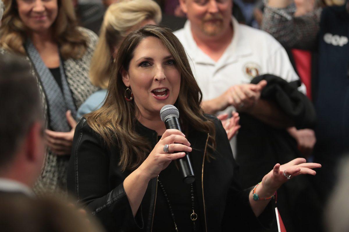 Chairwoman Ronna McDaniel of the Republican National Committee speaks. St Louis, Mo. on Nov. 5, 2018. (Scott Olson/Getty Images)