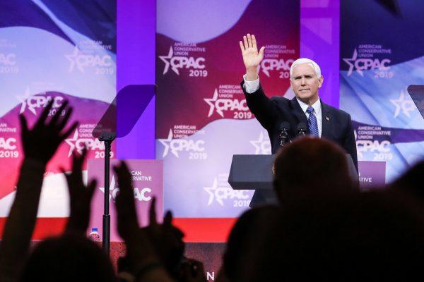 Vice President Mike Pence at the CPAC convention in Washington on March 1, 2019. (Samira Bouaou/The Epoch Times)