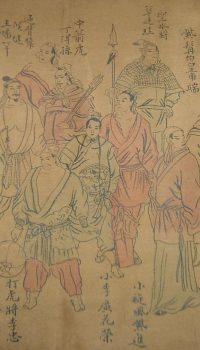 Detail of a late 19th-century Chinese print with eight of the 108 leaders of the bandits. (Public Domain