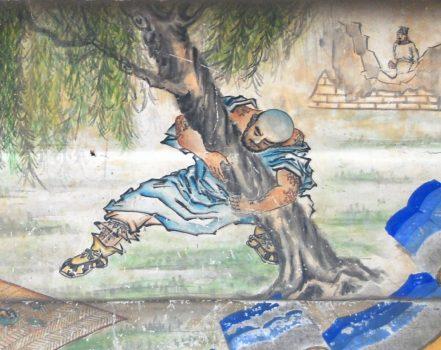 From a 19th-century mural depicting Lu Zhishen uprooting a tree, from the novel “The Water Margin” at the Long Corridor in the Summer Palace in Beijing. (Public Domain)