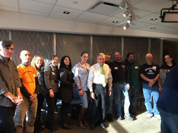 Dr. Steven Rosenberg (C) with a group of former smokers, who he had treated during the "Preston & Steve" morning show during the Great American Smokeout in Philadelphia, Pennsylvania in 2017. (Courtesy of Dr. Steven Rosenberg)