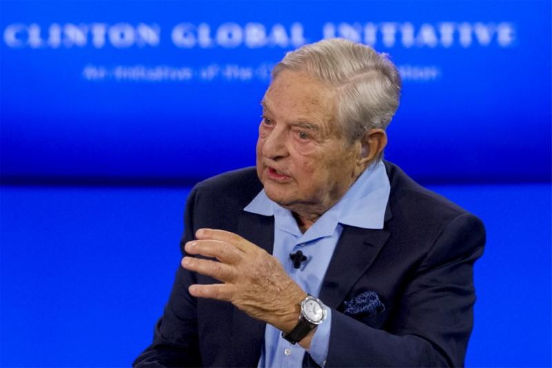 Billionaire hedge fund manager George Soros speaks during a discussion at the Clinton Global Initiative's annual meeting in New York, September 27, 2015. REUTERS/Brendan McDermid/File Photo