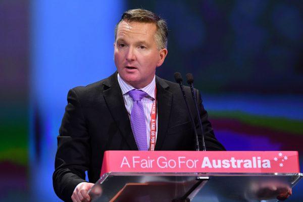 Australian Minister for Climate Change and Energy Chris Bowen speaks to media during the 2018 ALP National Conference in Adelaide, Australia, on Dec. 16, 2018. (Mark Brake/Getty Images)