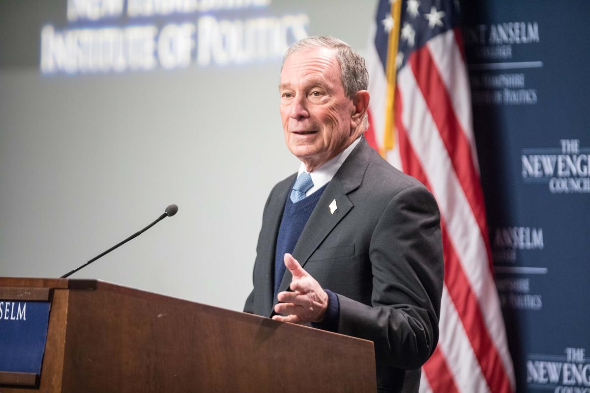 Former New York City Mayor Michael Bloomberg speaks at the New Hampshire Institute of Politics during a exploratory trip in Manchester, New Hampshire on Jan. 29, 2019. (Scott Eisen/Getty Images)