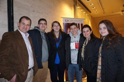 Tony Hasanramaj (L) brought his family to see Shen Yun for his birthday at Lincoln Center on March 6, 2019. (Sally Sun/The Epoch Times)