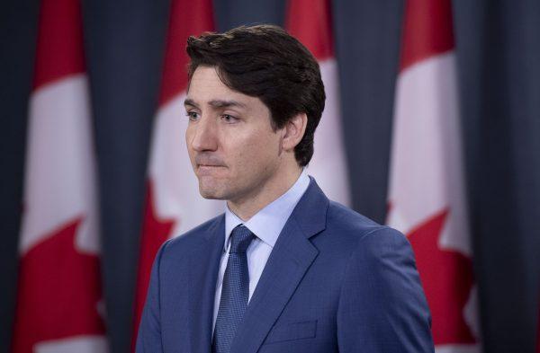Prime Minister Justin Trudeau delivers remarks regarding the SNC-Lavalin affair in Ottawa on March 7, 2019. (The Canadian Press/Justin Tang)