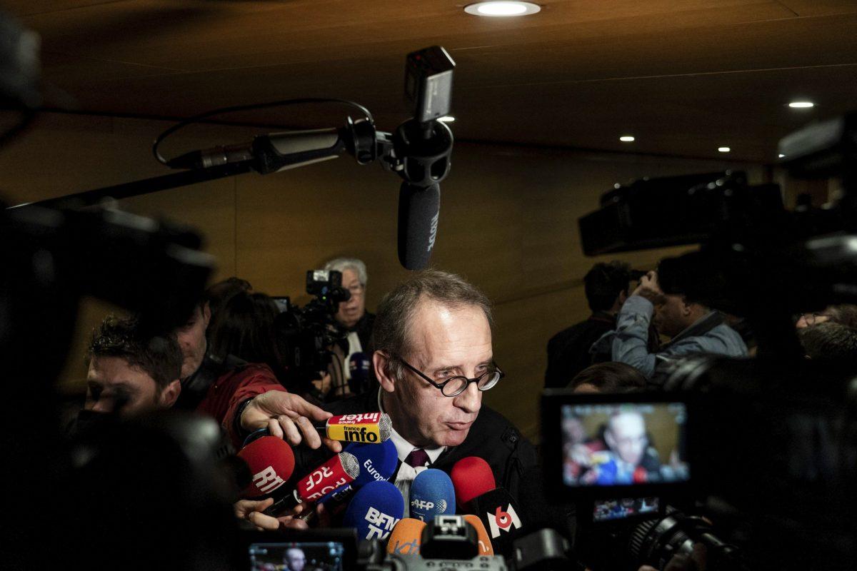 Jean-Felix Luciani, a lawyer for Cardinal Barbarin, answers reporters at the Lyon courthouse, central France, on March 7, 2019. (Laurent Cipriani/AP Photo)