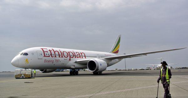 An Ethiopian Airlines Dreamliner jet ahead of its takeoff at Addis Ababa's Bole International Airport, on April 27, 2013. (Jenny Vaughan/AFP/Getty Images)