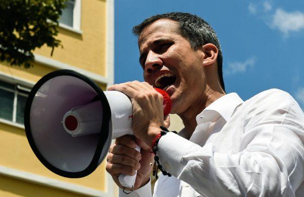 Juan Guaido, recognized by over 50 nations as Venezuela’s interim president, speaks during a demonstration in Caracas on March 9, 2019. (Federico Fede/AFP/Getty Images)
