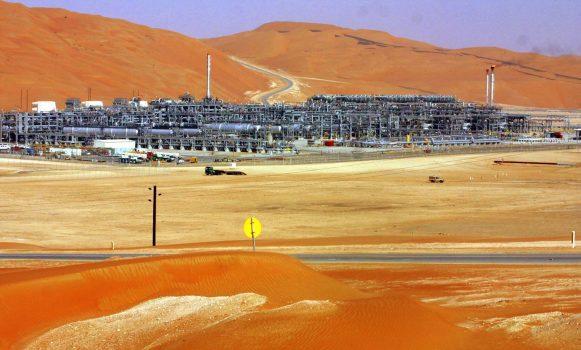 The Shaybah oilfield development on March 9, 2004, in Saudi Arabia. (Bilal Qabalan/AFP/Getty Images)