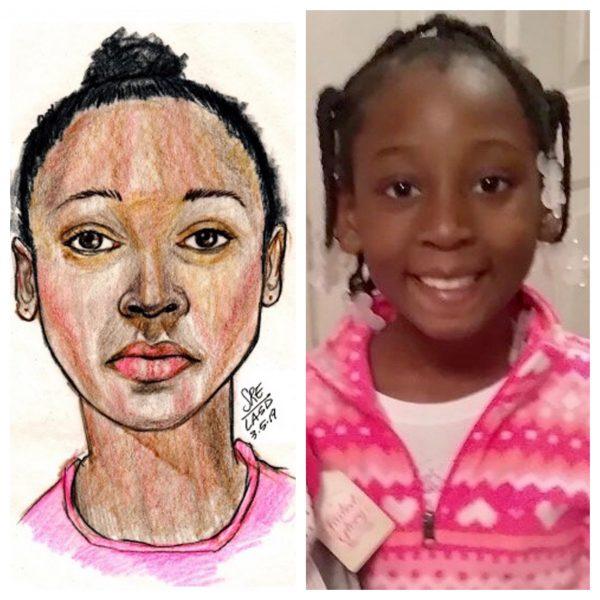 Trinity Love Jones, along with a police sketch, whose body was found on a trail in LA County, Calif., on March 5. (Los Angeles County Sheriff’s Department)