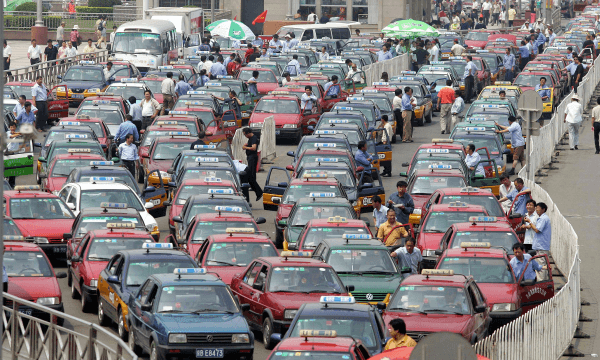 Taxis in Beijing. (STR/AFP/Getty Images)