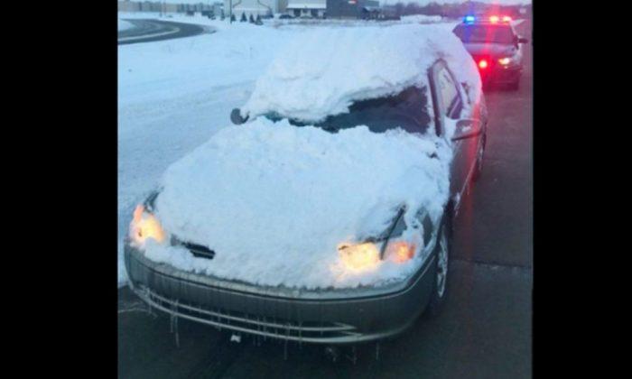 Minnesota Police Shares Photo of Car Covered in Snow as a Warning