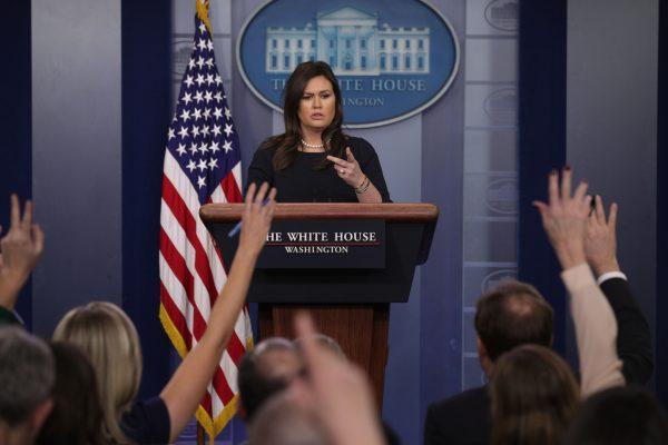 White House Press Secretary Sarah Sanders speaks during a news briefing at the James Brady Press Briefing Room of the White House March 11, 2019 in Washington. (Alex Wong/Getty Images)