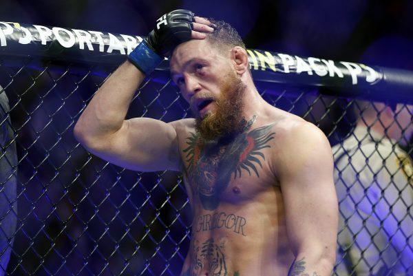 Conor McGregor reacts after losing to Khabib Nurmagomedov in a lightweight title mixed martial arts bout at UFC 229 in Las Vegas on Oct. 6, 2018. (John Locher/AP Photo)
