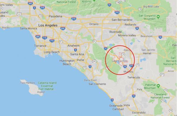 The alleged attempted kidnapping took place in Lake Elsinore, a city in western Riverside County, Calif., on March 11, 2019. (Google Maps)