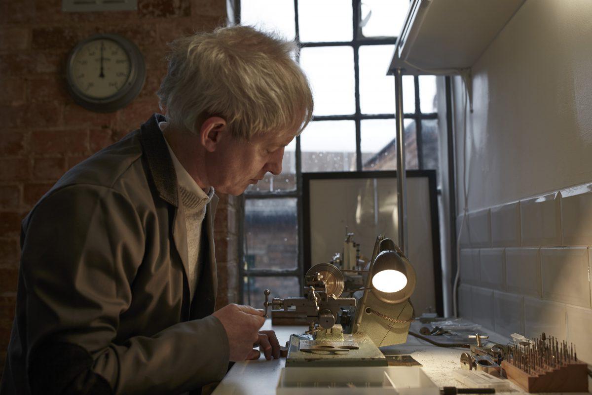 Master watchmaker Craig Struthers of Struthers Watchmakers in his studio in Birmingham, England. Watchmaking is a critically endangered heritage craft. (Jonny Wilson)