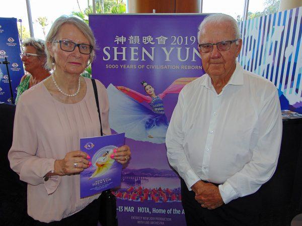Neumann Contracting Founder John Neumann and wife Gabriele saw Shen Yun at the Gold Coast's Home of the Arts, in Australia, on March 13, 2019. (Richard Szabo/The Epoch Times)