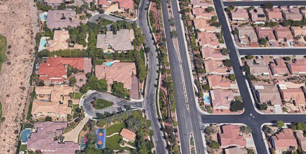 An aerial view of the street where former priest John Capparelli lived in Henderson, Nev. (Screenshot/Googlemaps)