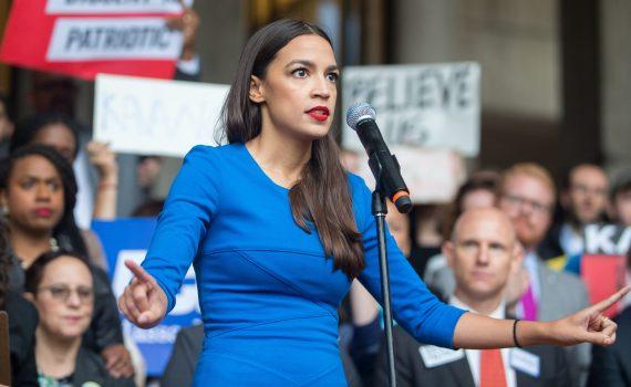 Then-New York Democratic congressional candidate Alexandria Ocasio-Cortez speaks at a rally in Boston, Massachusetts, on Oct. 1, 2018. (Scott Eisen/Getty Images)