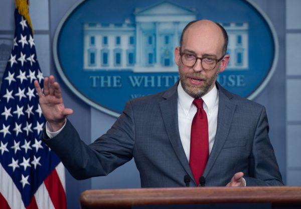 Russell Vought, Acting Director of the Office of Management and Budget (OMB), speaks during a press briefing at the White House in Washington, DC, March 11, 2019. (SAUL LOEB/AFP/Getty Images)