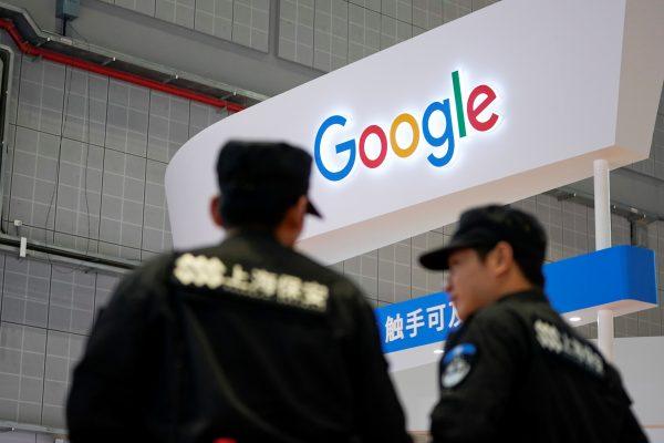 A Google sign is seen during the China International Import Expo (CIIE), at the National Exhibition and Convention Center in Shanghai, on Nov. 5, 2018. (Aly Song/Reuters)
