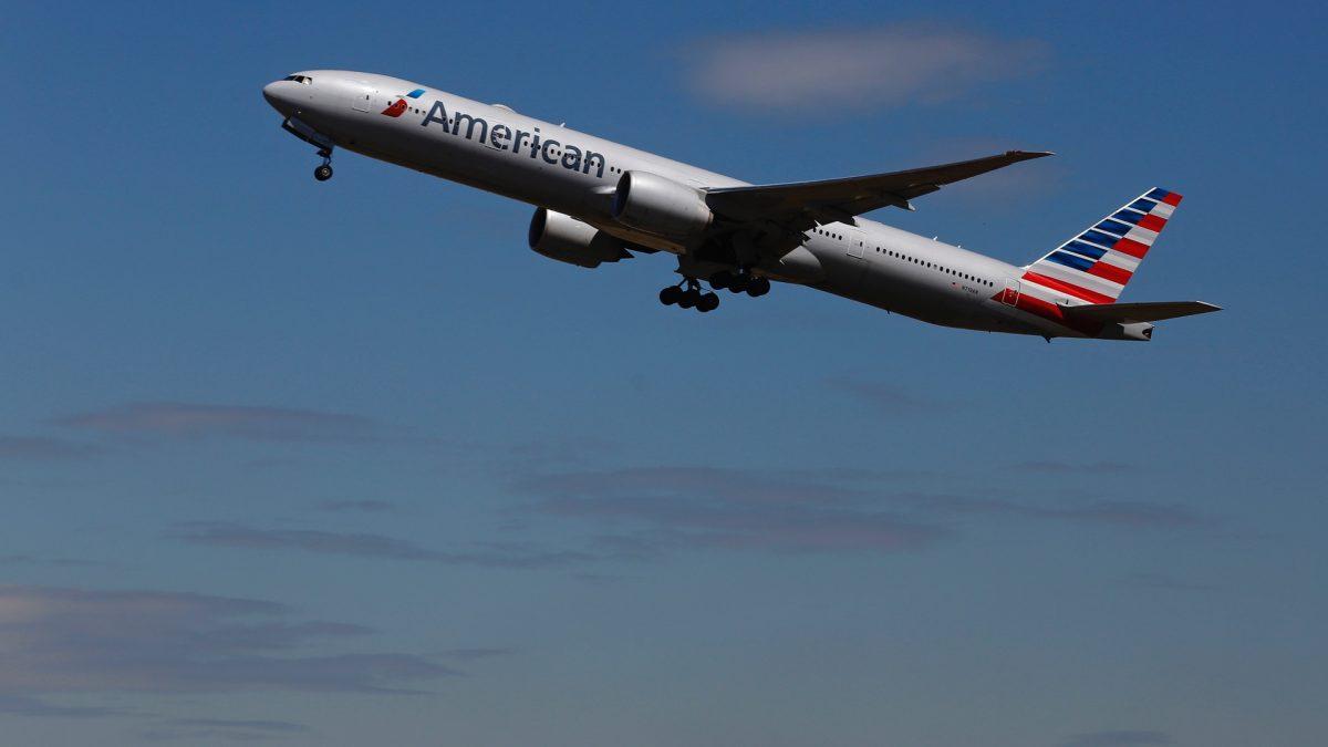 An American Airlines airplane takes off from Heathrow airport in London on July 3, 2014. (Luke MacGregor/Reuters)