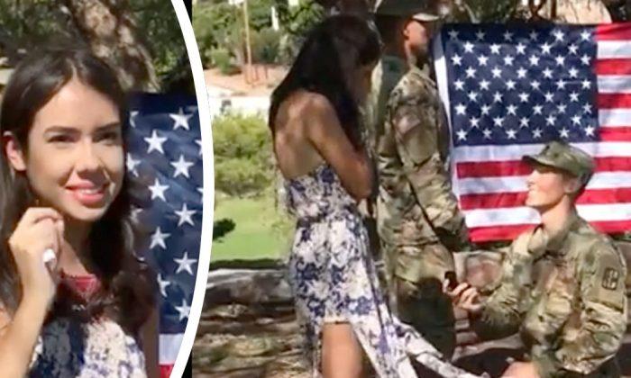 Girlfriend Invited Onstage for Soldier’s Re-enlistment Gets Totally Fooled When It Turns out to Be Proposal