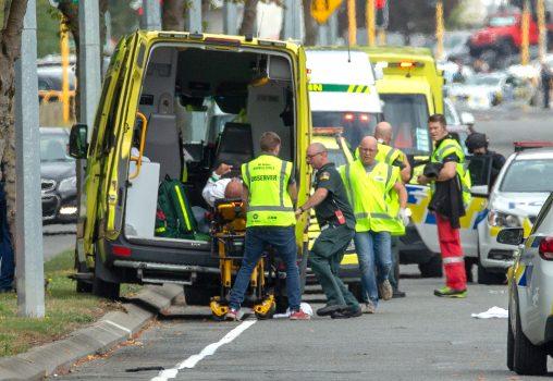 An injured person is loaded into an ambulance following a shooting at the Al Noor mosque in Christchurch, New Zealand, on March 15, 2019. (Martin Hunter/Reuters)