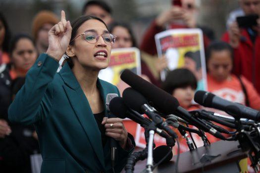 Rep. Alexandria Ocasio-Cortez (D-N.Y.) during a news conference at the East Front of the Capitol, on Feb. 7, 2019, in Washington. (Alex Wong/Getty Images)