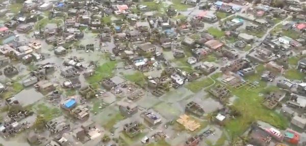 Helicopter footage shows flooding and damage after Cyclone Idai in Beira, Mozambique, on March 17, 2019. (International Federation Of Red Cross And Red Crescent Societies via Reuters)