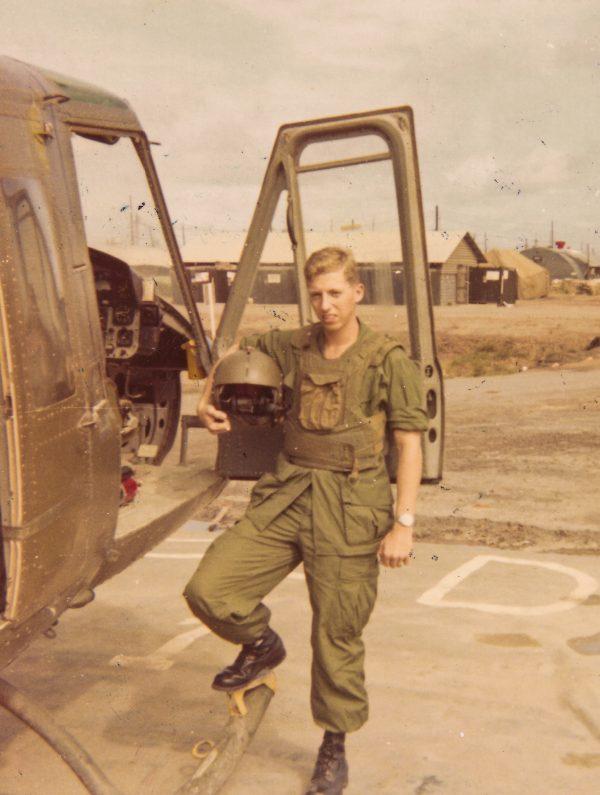Stephen Peth getting ready for a DUSTOFF mission in Vietnam. (Courtesy of the American Red Cross)