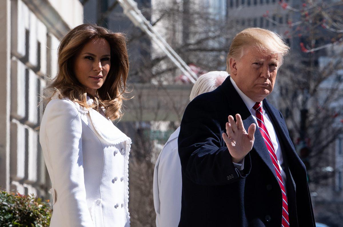 President Donald Trump and First Lady Melania Trump leave St. Johns Episcopal church in Washington, on March 17, 2019. (Nicholas Kamm/AFP/Getty Images)