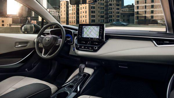 The interior of the 2020 Corolla with SofTex synthetic leather. (Courtesy of Toyota)