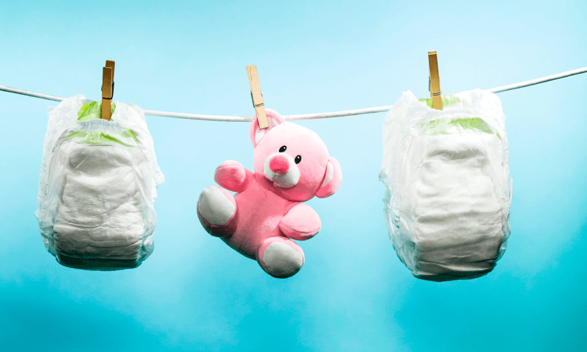 Baby diapers and toy. (Joel Saget/AFP/Getty Images)