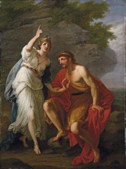 Calypso was most likely a Two, the Lover. “Calypso Calling Heaven and Earth to Witness Her Sincere Affection to Ulysses,” 18th century, by Angelica Kauffmann. (Public Domain)