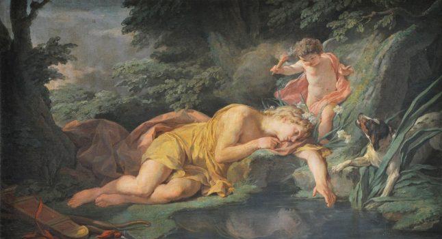 Narcissus shares some traits with number Four types, sometimes considered the artist type. “Narcissus Changed Into a Flower,” 1771, by Nicolas-Bernard Lépicié. (Public Domain)