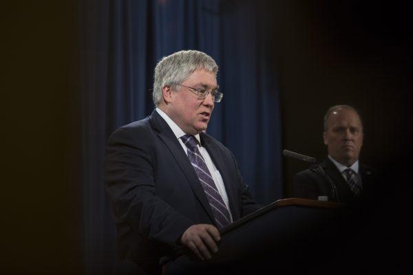 West Virginia Attorney General Patrick Morrisey speaks during a press conference at the Department of Justice in Washington on Feb. 27, 2018. (Toya Sarno Jordan/Getty Images)