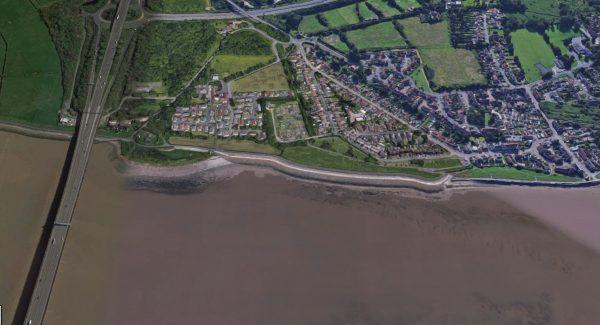 An aerial view of the village of Severn Beach in the south of England (Screenshot/Google maps)