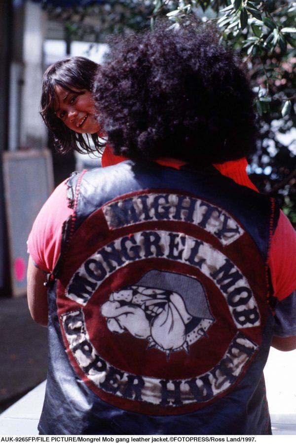 Mongrel Mob gang member in a leather jacket in this undated image. (Ross Land/Getty Images)