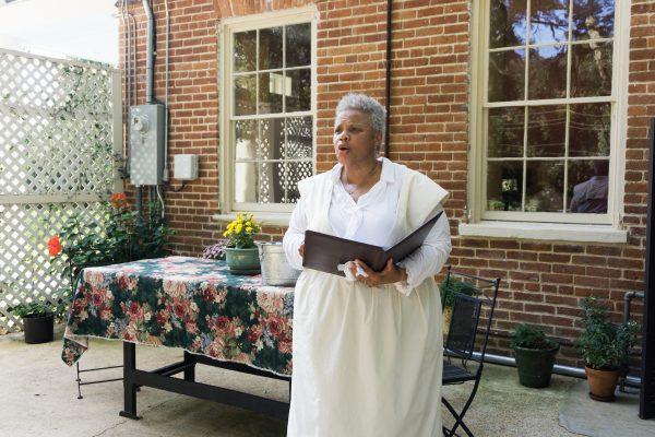 Deborah Cosey tells the story of Concord Quarters, former slave quarters of the Concord Plantation. Last year, the Quarters became the first African American-owned home to be included in the Pilgrimage Tours. (Crystal Shi/The Epoch Times)