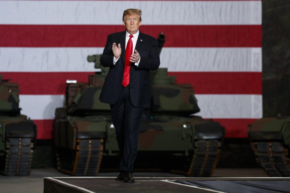 President Donald Trump arrives to deliver remarks at the Lima Army Tank Plant, in Lima, Ohio, on March 20, 2019. (Evan Vucci/AP Photo)