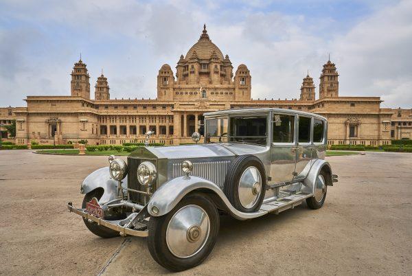 Rolls-Royce from 1927, England, shown in front of the Umaid Bhawan Palace in Jodhpur, India. (Neil Greentree)