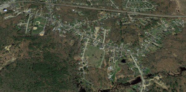 An aerial shot of Main Street in Seabrook, New Hampshire. (Screenshot/Googlemaps)
