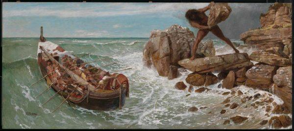 All of us face tribulations as we sail toward home. “Odysseus and Polyphemus,” 1896, by Arnold Böcklin. (Public Domain)