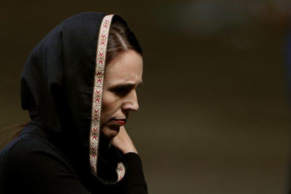 New Zealand's Prime Minister Jacinda Ardern leaves after prayers at Hagley Park outside Al-Noor mosque in Christchurch, New Zealand, on March 22, 2019. (Jorge Silva/Reuters)