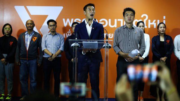 Thanathorn Juangroongruangkit, leader of the Future Forward Party, speaks during a news conference at his party headquarters in Bangkok, Thailand, on March 25, 2019. (Athit Perawongmetha via Reuters)