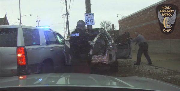 After a 25-minute pursuit, officers finally arrest Edwards on March 22, 2019. (Ohio State Highway Patrol)