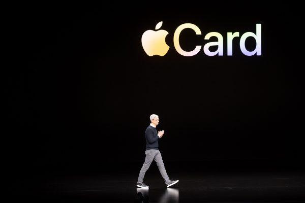 Apple CEO Tim Cook introduces Apple Card during a launch event at Apple headquarters on March 25, 2019, in Cupertino, California. (Noah Berger/AFP)